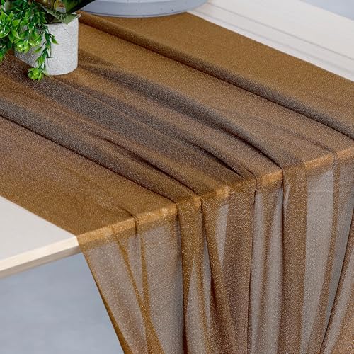 Pack of 12 Chiffon Table Runners 29 x 120 Inch, 10FT Long - Mocha - Image 2