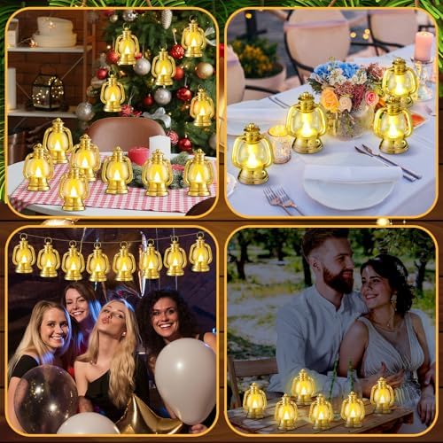 Ferraycle 12 Pcs Mini Lanterns Bulk 4 Inch Gold Lamp Table Centerpieces - Image 5