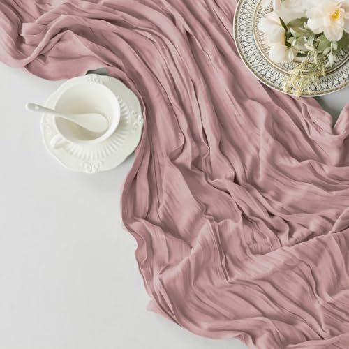 6 Pack Pink Cheesecloth Table Runner 35"×120" Gauze Fabric Table Runner - Image 2