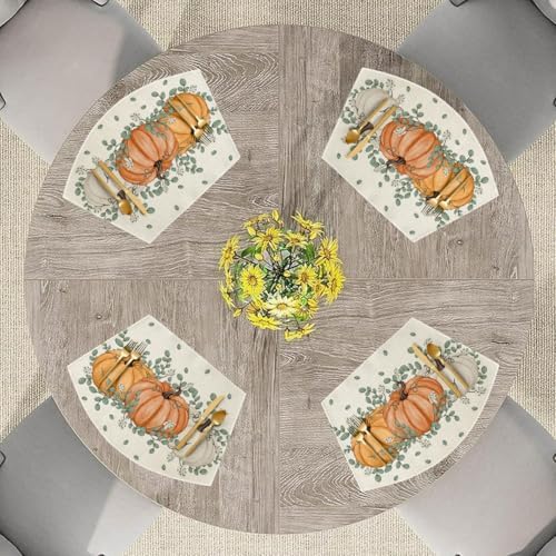 Artoid Mode Pumpkin Eucalyptus Fall Wedge Placemats Set of 4-12 x 18 Inch - Image 4