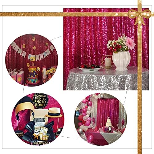 Poise3EHome 8FT x 10FT Sequin Photography Backdrop Curtain for Party Decoration, Hot Pink - Image 5