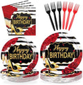 96Pcs Red Glitter Roses Birthday Party Decorations, Serves 24 by Greencian