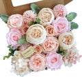 FACINOC Peonies Artificial Flowers Pink Silk Roses Blush Peony Bulk for DIY Wedding Bouquet Bridal Shower Decorations Fake Floral Arrangement Party Table Centerpieces Home Decor Indoor Peach Box 20pcs by FACINOC