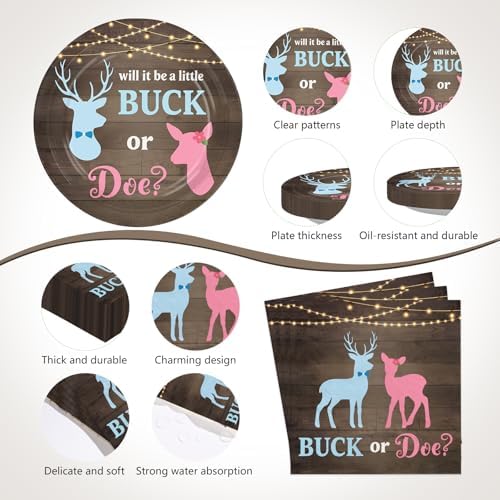 170 Pcs Buck or Doe Gender Reveal Party Decorations Serves 24 - Image 3