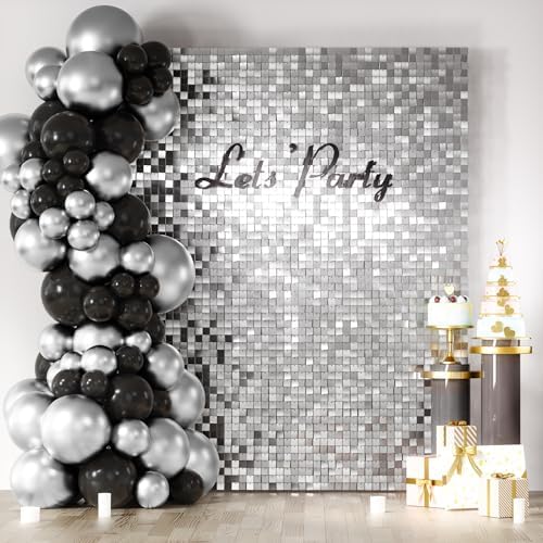 COKAOBE LiteGrid Series Shimmer Wall Backdrop - 24Pcs Silver by COKAOBE