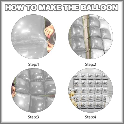 25PCS Silver Square Foil Balloons Wall Backdrop - Image 7