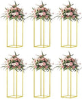 23.6inch 6 pcs Column Vases Gold Centerpieces for Table Metal Flower Stand Wedding Centerpieces Party by MEISHAONV