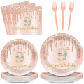 96 Pcs Rose Gold 9th Birthday Party Plates and Napkins for Girls Rose Gold Party Supplies Pink Happy 9 Years Birthday Party Tableware Set for 24 Guests Party Decorations by CHUNNIN