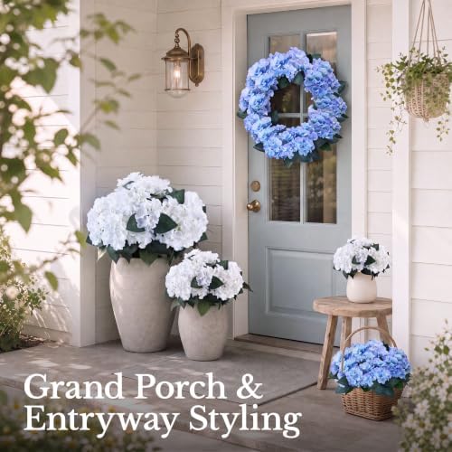 Upgraded 7-Head Hydrangea Artificial Flowers for Outdoor, UV Resistant - Image 3