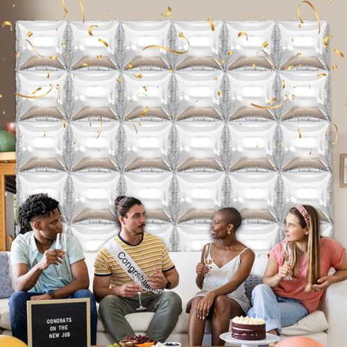 36 Piece XL Gold and Silver Square Foil Balloons Wall Screen Double Sided Square Balloon Screen Tunnel Arch Kit Mylar for Baby Shower Graduation Prom Birthday Party Decorations - Image 5