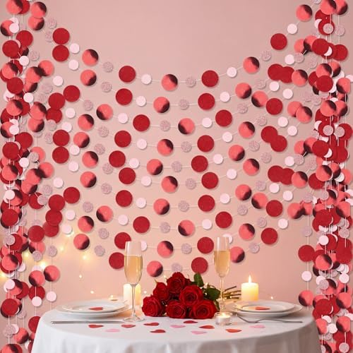 Outus 10 Pieces Red,Pink Round Dots Garland Party Hanging Decor by Outus