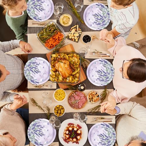 40Pcs Lavender Paper Plates & Napkins-Floral Cake Dessert Tableware - Image 7
