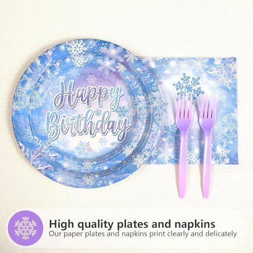 96Pcs Frozen Party Supplies Plates Winter Onderland 4th Birthday Plates - Image 2