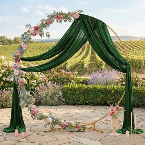 Pack of 2 Wedding Arch Drape Panel Fabric 30" x 50ft - Hunter Green - Image 3