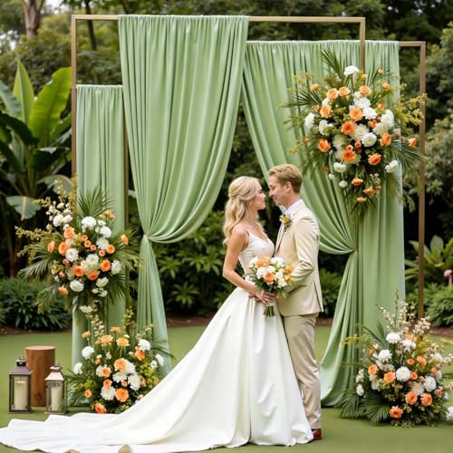 Sage Green Backdrop Curtain - 40x10FT Back Drop Curtains for Parties Wrinkle-Free Soft Polyester Backdrop Wedding Decorations Photoground Backdrop Stain-Resistant for Back Drop Stand, 8 Panels - Image 3