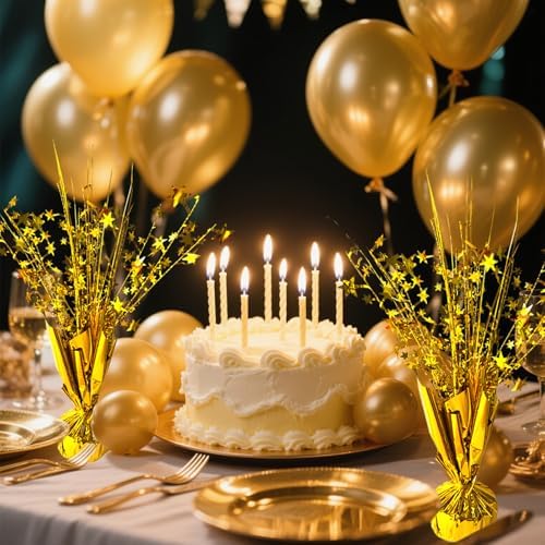 FUBININA 6 Pack Metallic Foil Spray Centerpiece Star Table Decoration Burst Table Centerpieces for Birthday New Years Nye Wedding Anniversary Graduation Holiday Party Supplies Decor, Gold - Image 2