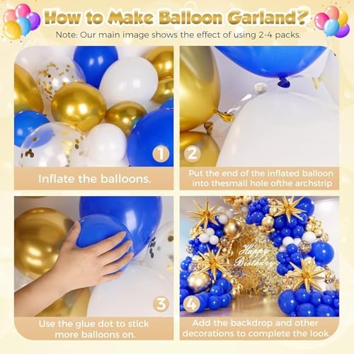 Royal Blue and Gold Graduation Balloons Garland Arch Kit 153Pcs, Graduation Decorations 2026 with Grad Cap, Certificate & Star Foil Balloons for Class of 2026 College High School Prom Supplies - Image 3