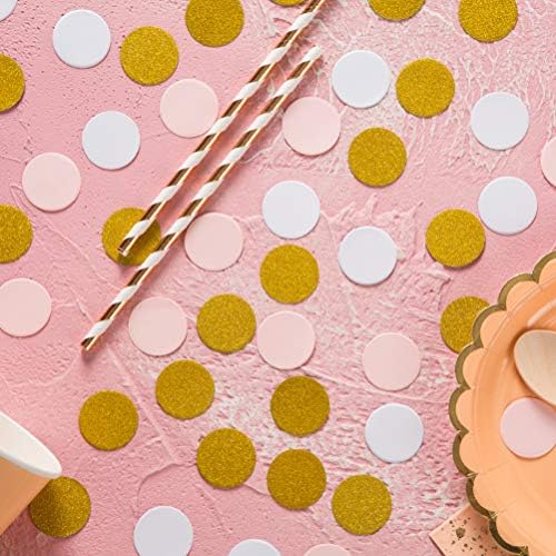 MOWO Confetti Circles, Glitter Gold Pink and White Mix, 1.2", 200pc - Image 3