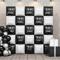 25PCS Black Pearl White Square Foil Balloons Wall Backdrop by FEYG