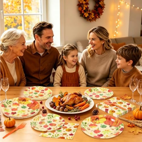 96PCS Fall Pumpkin Plates and Napkins, Thanksgiving Autumn Party Supplies - Image 7