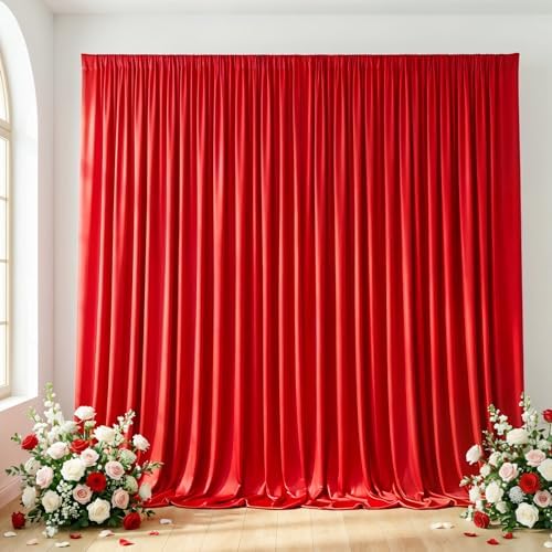Red Backdrop Curtain - 20x10FT Back Drop Curtains for Parties Wrinkle-Free Soft Polyester Photo Backdrop Wedding Decorations Photoground Backdrop Stain-Resistant for Back Drop Stand, 4 Panels by HAEFOOPartyDecorations