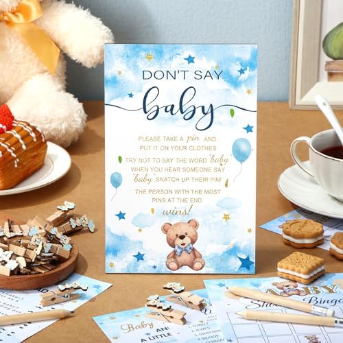 Patelai 321 Pcs Baby Shower Games Supplies, Blue Bear - Image 2