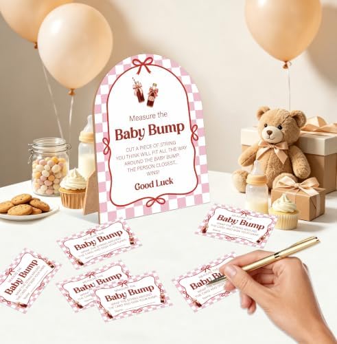 She's Ready To Pop Baby Shower Games, Soda Measure The Baby Bump Game, 6x8 Inch Arch Wooden Sign With Stand And 50 Guessing Cards, Gender Reveal Party Supplies & Decorations - AD05 - Image 3