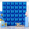 NISOCY 36PCS Metallic Blue Square Foil Balloons Wall Backdrop by NISOCY