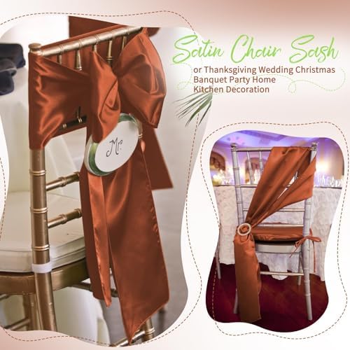 60 PCS Terracotta Satin Chair Sashes, 7 x 108 Inch - Image 6