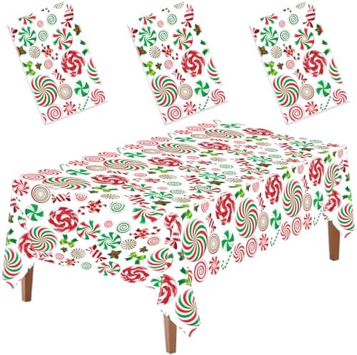 3 PCS Christmas Plastic Candy Tablecloth, 54x108 Inch by BCCSNNM