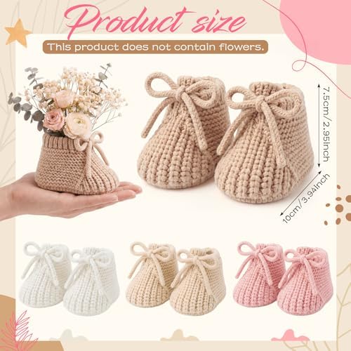 Tranqun 4 Sets Baby Booties Centerpiece No Floral DIY,Low Top,Pink - Image 2