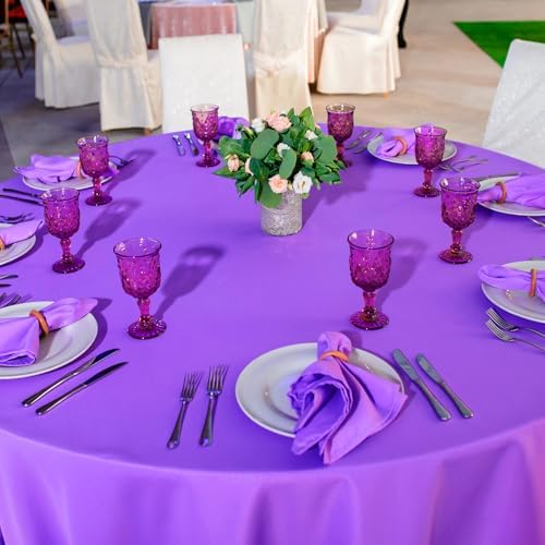Ragnhild 16 Pack Purple Plastic Tablecloth for Round Tables, Premium Decorative Purple Disposable Table Cloths for Parties, Bulk Round Party Table Cover for Birthday Anniversary Graduation, 84 Inch - Image 4