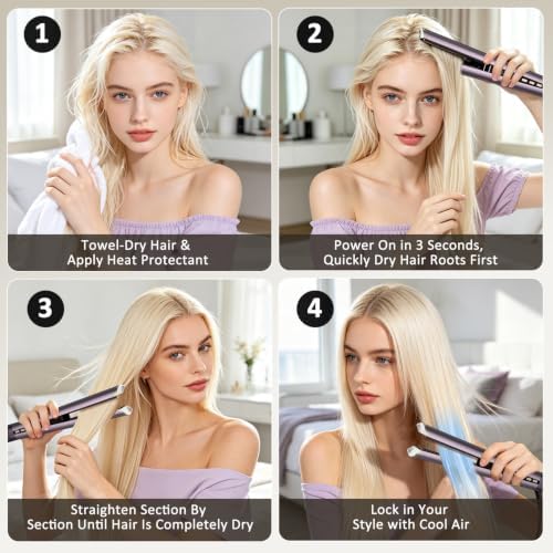 2-in-1 Air Hair Straightener & Blow Dryer,Wet-to-Dry Straightener Flat Iron - Image 6