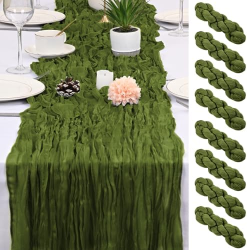 8 Pack Olive Green Cheesecloth Table Runner 17x108 inch by Unknown