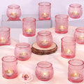 DARJEN 24Pcs Pink Votive Candle Holders- Glass Candle Holders Bulk for Flameless LED Tea Waxes, Romantic Candle Holder for Wedding Decor, Various Parties & Dinner Table by DARJEN