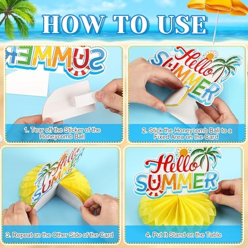 JULMELON 8PCS Summer Beach Pool Party Decorations, Honeycomb Centerpieces - Image 4