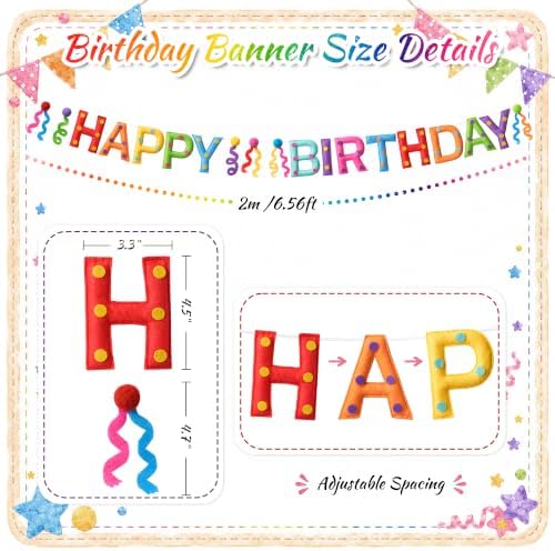 Kriyokiaa Rainbow Felt Happy Birthday Banner, Polka Dot Party Decor - Image 4