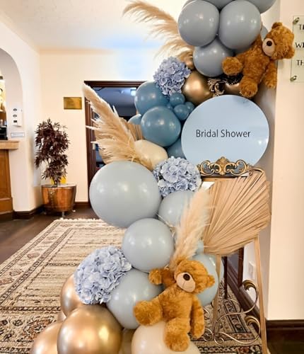 Dusty Blue Sand White Balloons, 50 Pcs 12 Inches Dusty Haze Light Blue White Sand Latex Balloon for Birthday Baby Show Bridal Party Decorations - Image 2