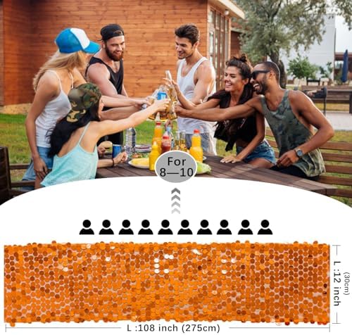 VHH Sequin Table Runner 12 x 108 inches Orange Table Runner, Glitter Runner for Party Wedding Birthday, Party Spring Easter Rustic, Birthday Supplies Decorations (1 Pack). - Image 4