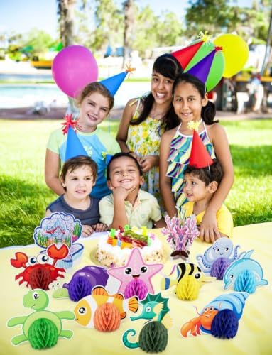 12 Pcs Under The Sea Party Decorations, Sea Animals Honeycomb Centerpieces - Image 4