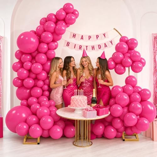 Balloon Arch Stand Kit Set with 145PCS Different Sizes Pink Balloons – Metal Wedding Backdrop Frame with 8 Water Bags, Gold Semi-Open Arch for Birthday, Baby Shower, Bridal Shower Decorations. - Image 5