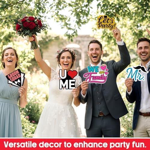 Beeveer 24 Pcs Wedding Photo Booth Props Photobooth Signs - Image 2