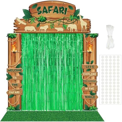 VitalCozy 7 Pcs Safari Jungle Party Decor, Entryway Decor Photo Background by VitalCozy