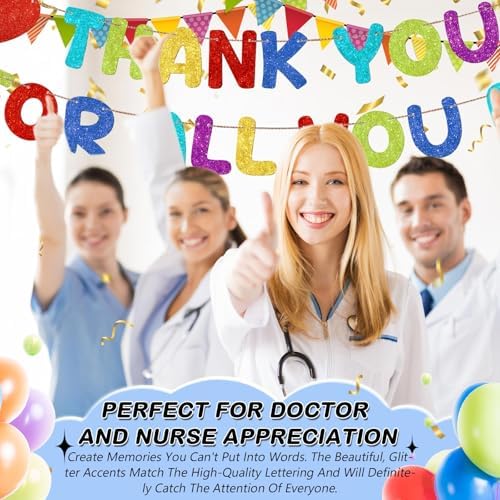 Fulmoon Pre Strung Thank You for All You Do Glitter Banner, Colorful - Image 4