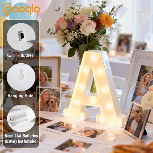 Pooqla LED Marquee Letter Lights Sign, Light Up Alphabet Letter for Home Party Wedding Decoration P - Image 2