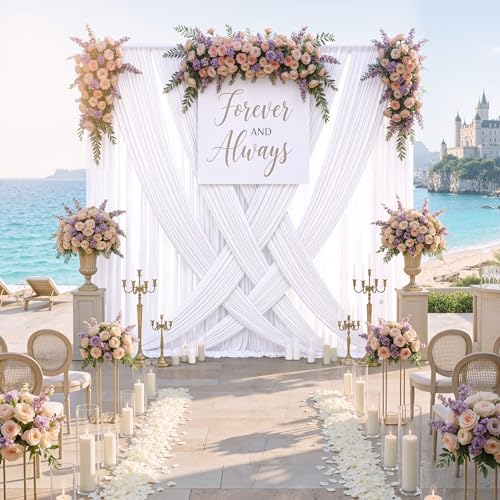 20ftx10ft White Backdrop Curtains for Party Background, Wrinkle Free 4 Panels 5x10ft Silky Polyester Photo Backdrop Drapes Back Drop Cloth for Wedding Birthday Photography Baby Shower Decor - Image 4