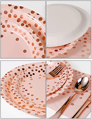 Nkaiso 141Pcs Pink Rose Gold Paper Plates and Napkins Party Supplies for20 - Image 2