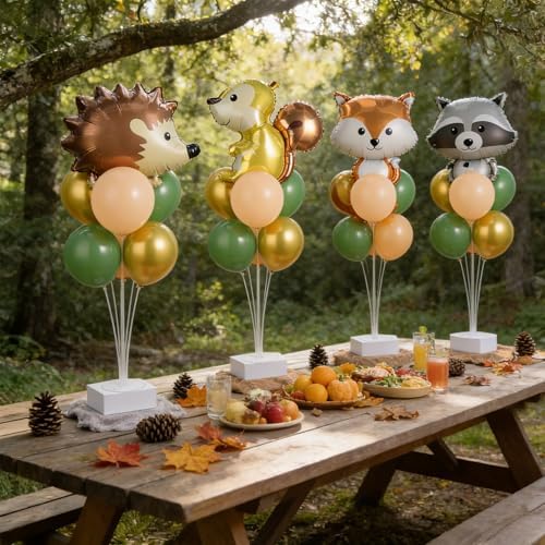 Naozinebi 4 Sets Woodland Animals Baby Shower Party Balloon Stand Kit Decor - Image 4