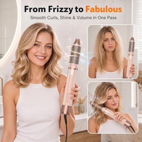 6 in 1 Hot Air Styler, Air-wrap with High-Speed 260,000 RPM Negative Ionic Hair Styler Dryer Brush, All Hair Types Drying Straightening, Curling Volumizing, Frizz-Free and Add Volume, Gift for Girl - Image 3