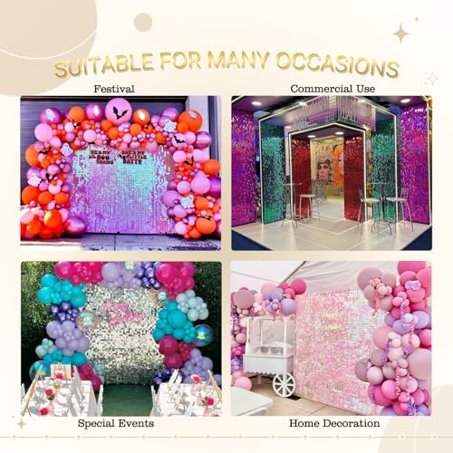 Shimmer Wall Backdrop Lake Blue 24Pcs Sequin Panels Decoration - Image 6